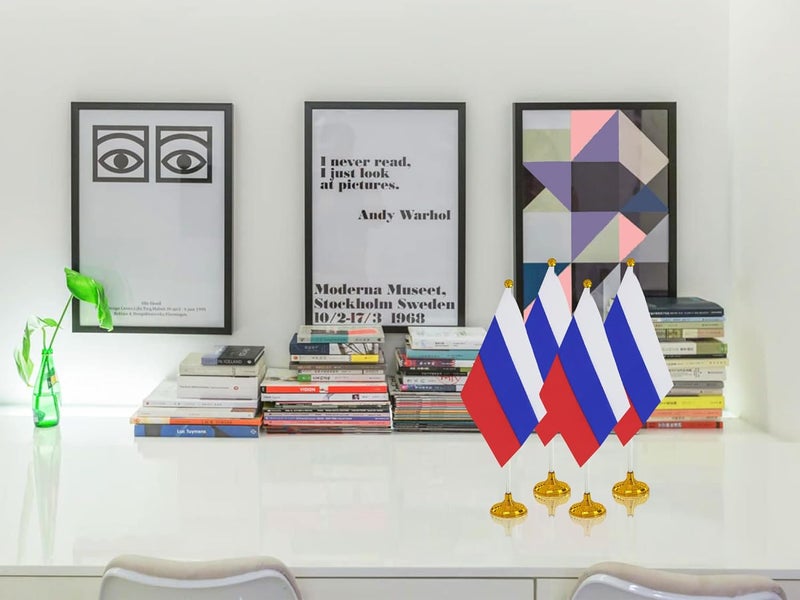 WXTWK 12 Pack Russia Flag Russian Desk Flag Small Mini Russian Table Flags With Stand Base,Home Office Festival Events Celebration Decorations - Image 5
